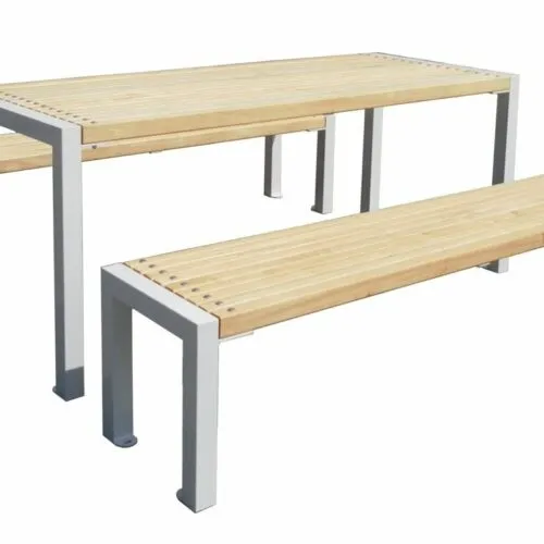 Picknicktafel staal met 2 parkbanken