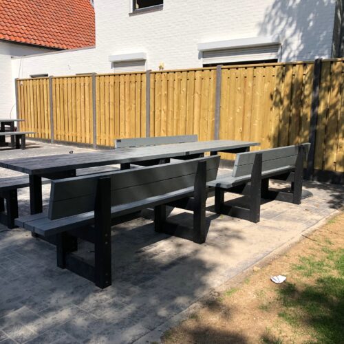 Kunststof Picknicktafel London 27 Drie van onze fraaie picknicksets uit de Londen-serie. Geen onderhoud, grafittiproof en rotvrij park en straatmeubilair voor een verrassend scherpe prijs!