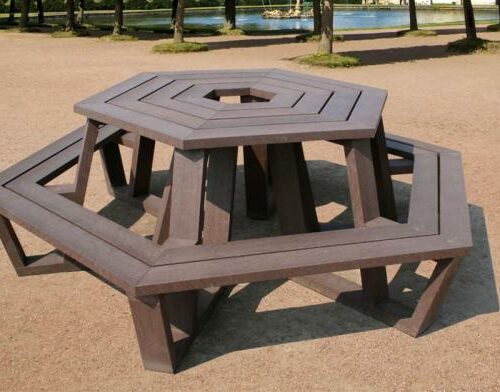 Kunststof Picknickset Roma 10 Massief regeneraat picknickset. Geen onderhoud en een zeer fraaie vrormgeving.