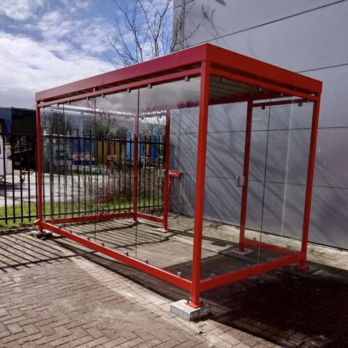 Rookoverkapping Myla 179 Glazen rookoverkapping rood met glazen wanden