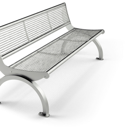 Parkbank Cetra 21 Parkbank model Cetra met rugleuning is rvs uitgevoerd. Italiaans design straatmeubilair op zijn mooist