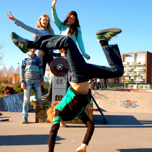 Uit je dak gaan met de DJ paal, ideaal voor in een skatepark.