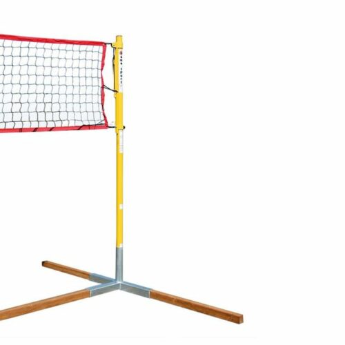 Volleybalpalen model Camping 10 Tegen meerprijs ook leverbaar de Volleybal palen met T-voet grondkokers incl. houten latten.