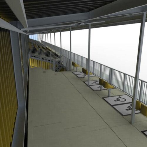 Tribune model Live 71 Tribunes model Live: Hoog en droog de wedstrijd bekijken met ultiem comfort. Een aanwinst voor iedere sportacommodatie.