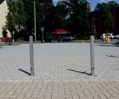 Parkeerpaal model Square 9 Antiparkeerpalen 70 x 70 mm. Afgebeeld de uitneembare met de vlakke kop.