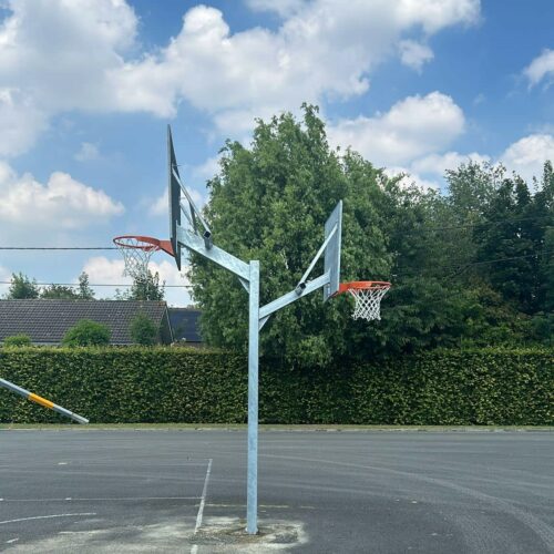 Basketbalpaal Heavy compleet 50 Basketbalpaal Heavy met 2 borden uitgevoerd in een volledig verzinkte uitvoering. Liever in kleur. U kunt tegen meerprijs zelf u kleuren bepalen?