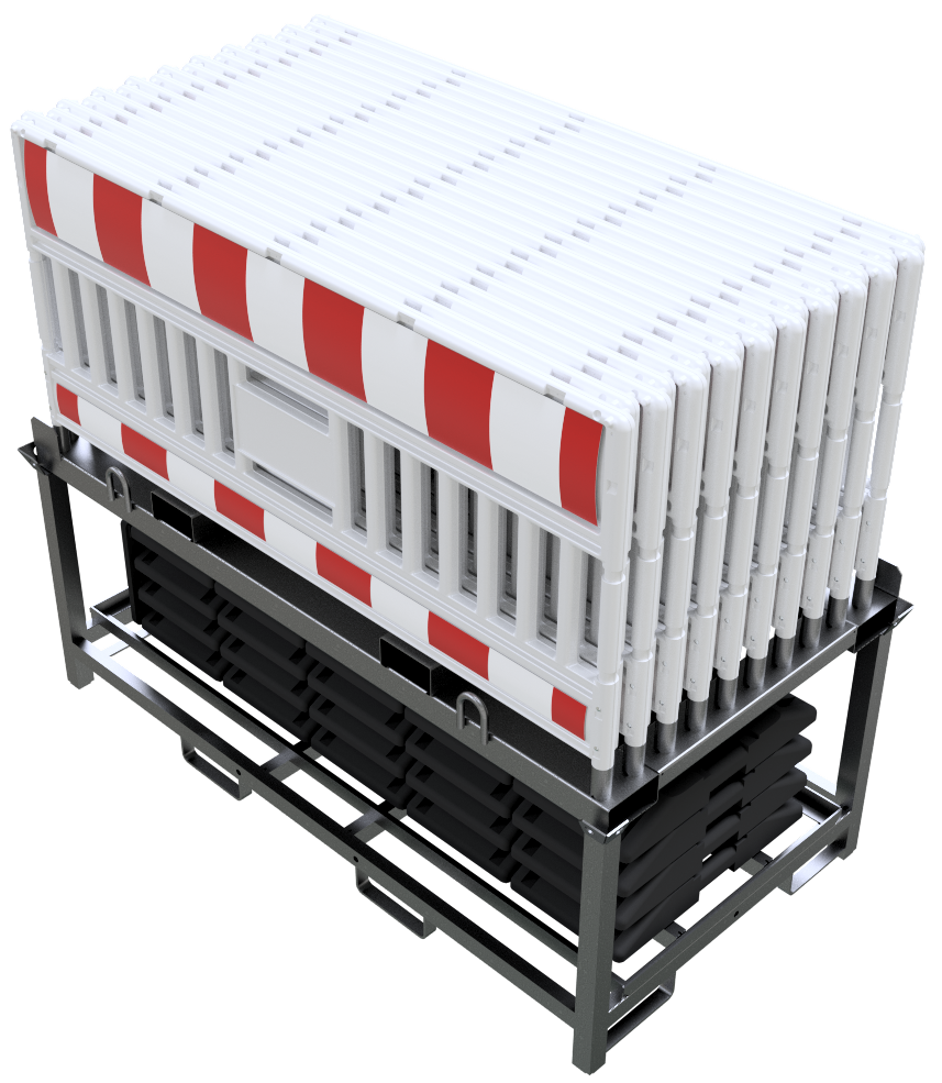 Veiligheidshekken Voordeelset 2 1 Combivoordeel, complete set met veiligheidshekken. Inclusief pallet van verzinkt staal met opzetdeel en valbeveiliging voor veilig transport en opslag