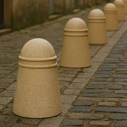 Halve betonnen afzetbol voor straatmeubilair en toegangsbeperking. Duurzaam, onderhoudsarm en weerbestendig; perfect voor moderne buitenruimtes.