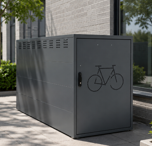 Protect fietsbox 8 Fietsbox protect buiten in RAL 7016 antraciet