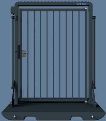 Vector Mobiele Toegangsdeur 3 Met betonvoet of met een staalplaat leverbaar. Ideaal voor bouw- evenementen en meer..