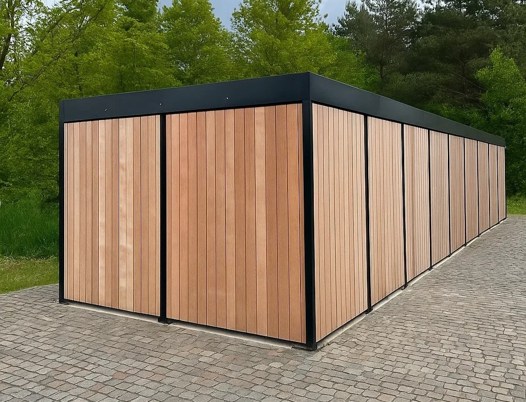 Afsluitbare Fietsenstallingen en Fietsenbergingen van SKWShop 5 afsluitbare Fietsenbergingmodel Timber