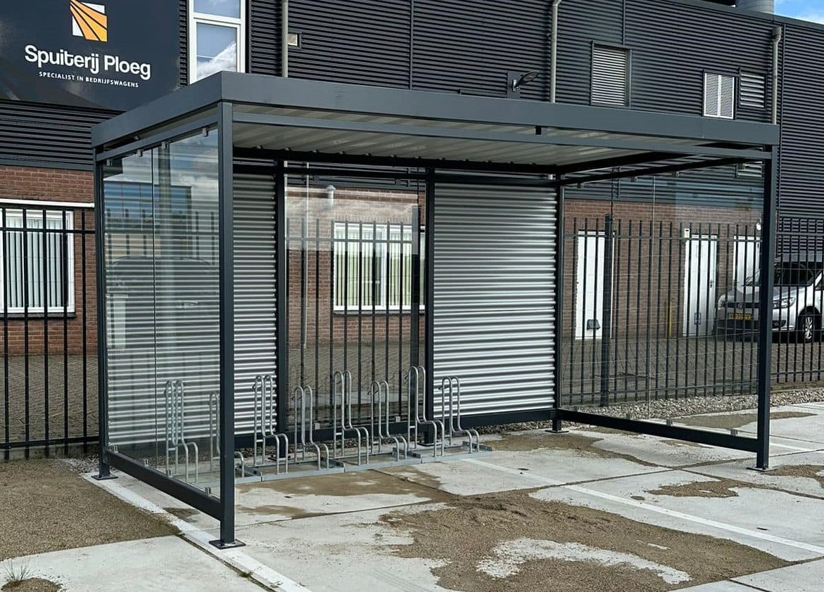 Nieuw! Fietsoverkapping - fietsenberging Timber 4 fietsenrekken model 4000 in overkapping Manheim