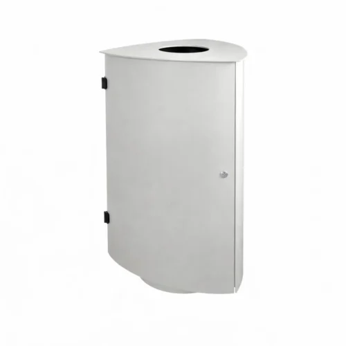 Buiten afvalbak Forte 110 liter voor openbare ruimte, thermisch verzinkt en gepoedercoat staal, met afsluitbare deur en grote inwerpopening.