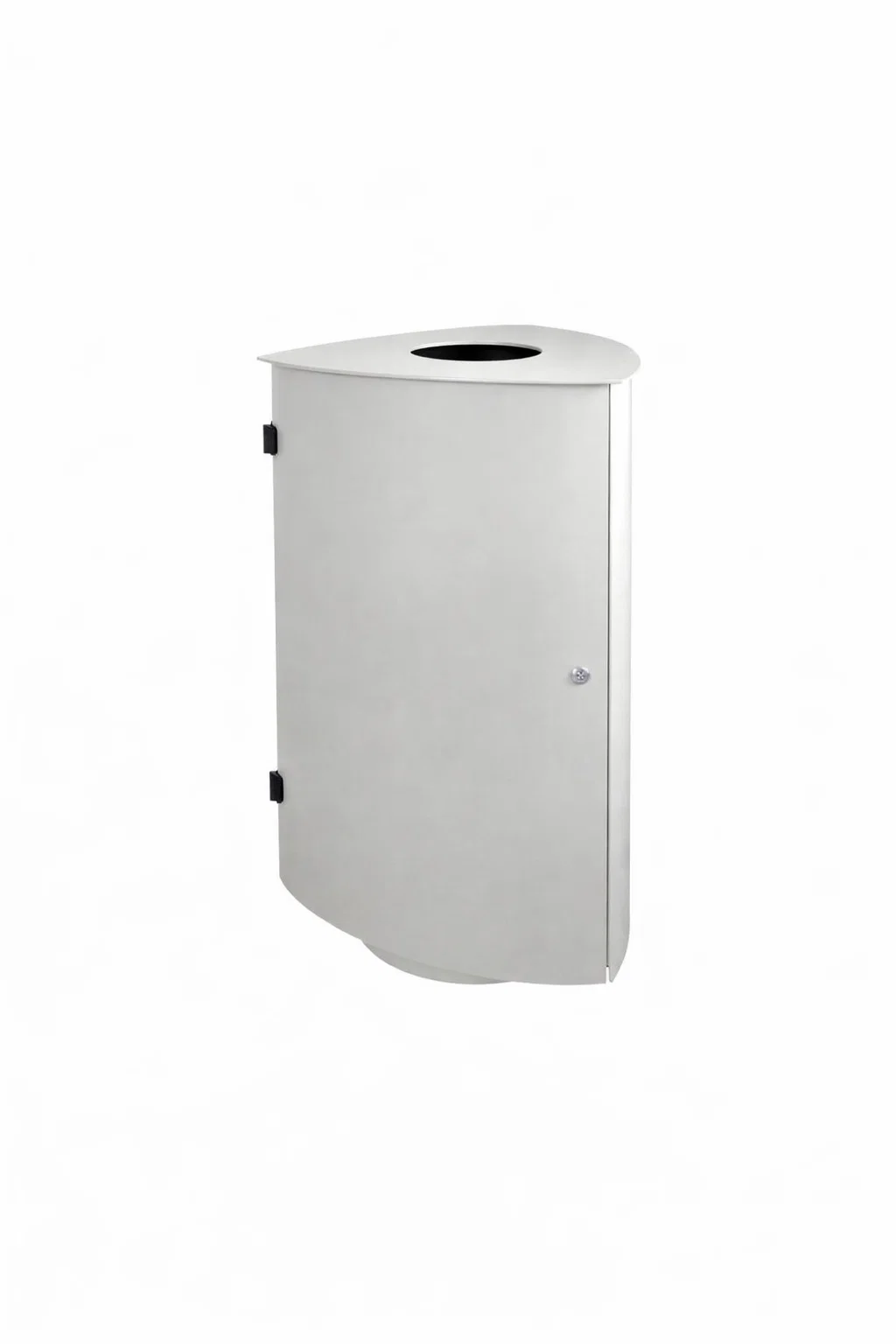 Buiten Afvalbak Forte 110L 2 Buiten afvalbak Forte 110 liter voor openbare ruimte, thermisch verzinkt en gepoedercoat staal, met afsluitbare deur en grote inwerpopening.