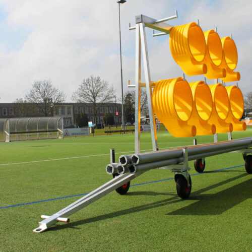Aluminium transportkar voor korfbalpalen en korfbalmanden