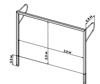 Voetbaldoel 3 x 2 meter JVD135 4 Technische tekening voetbaldoel JVD135 3x2 meter aluminium jeugddoel