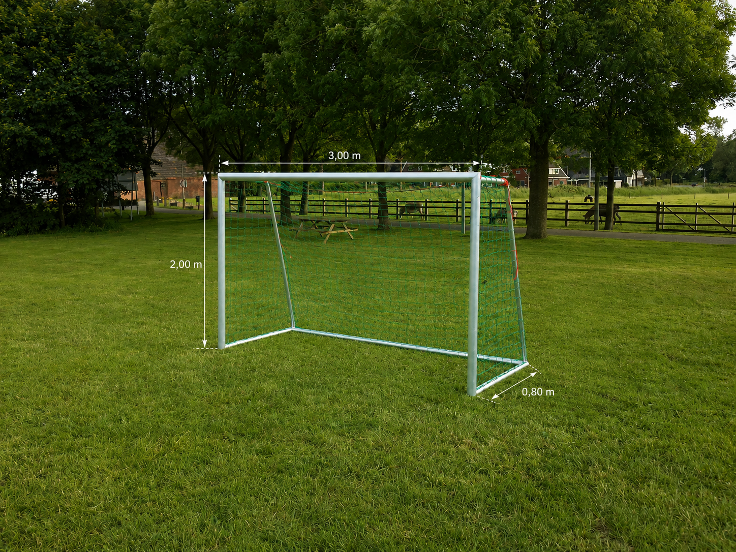 Jeugd voetbaldoel JVD140 11 Voetbaldoel 3x2 meter JVD130 aluminium met doorlopende netbeugel voor scholen en verenigingen