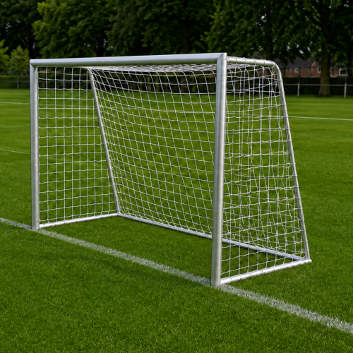 aluminium voetbaldoel volledig gelast van aluminium profiel rond 80mm met net kleur wit