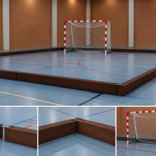 zaalhockeybalken kunststof 100 x 100mm lengte 1 meter kleur bruin